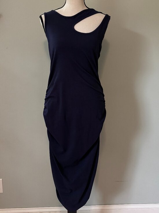 Michael Stars Dresses & Skirts - Michael Stars Navy Cutout Ruched Midi Dress Large Like New